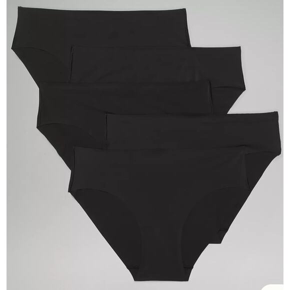 Lululemon Invisiwear Mid-Rise Bikini Size Large Underwear 5 Pack Black NIB - Picture 2 of 8
